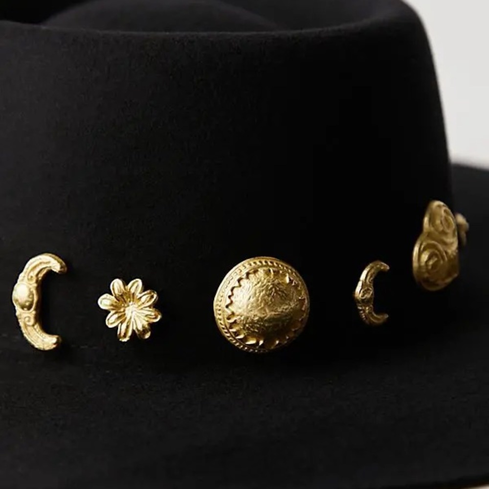 Lack of Color Cosmic Heart Boater Hat Black Small NWT Celestial Festival Boho - Picture 7 of 10